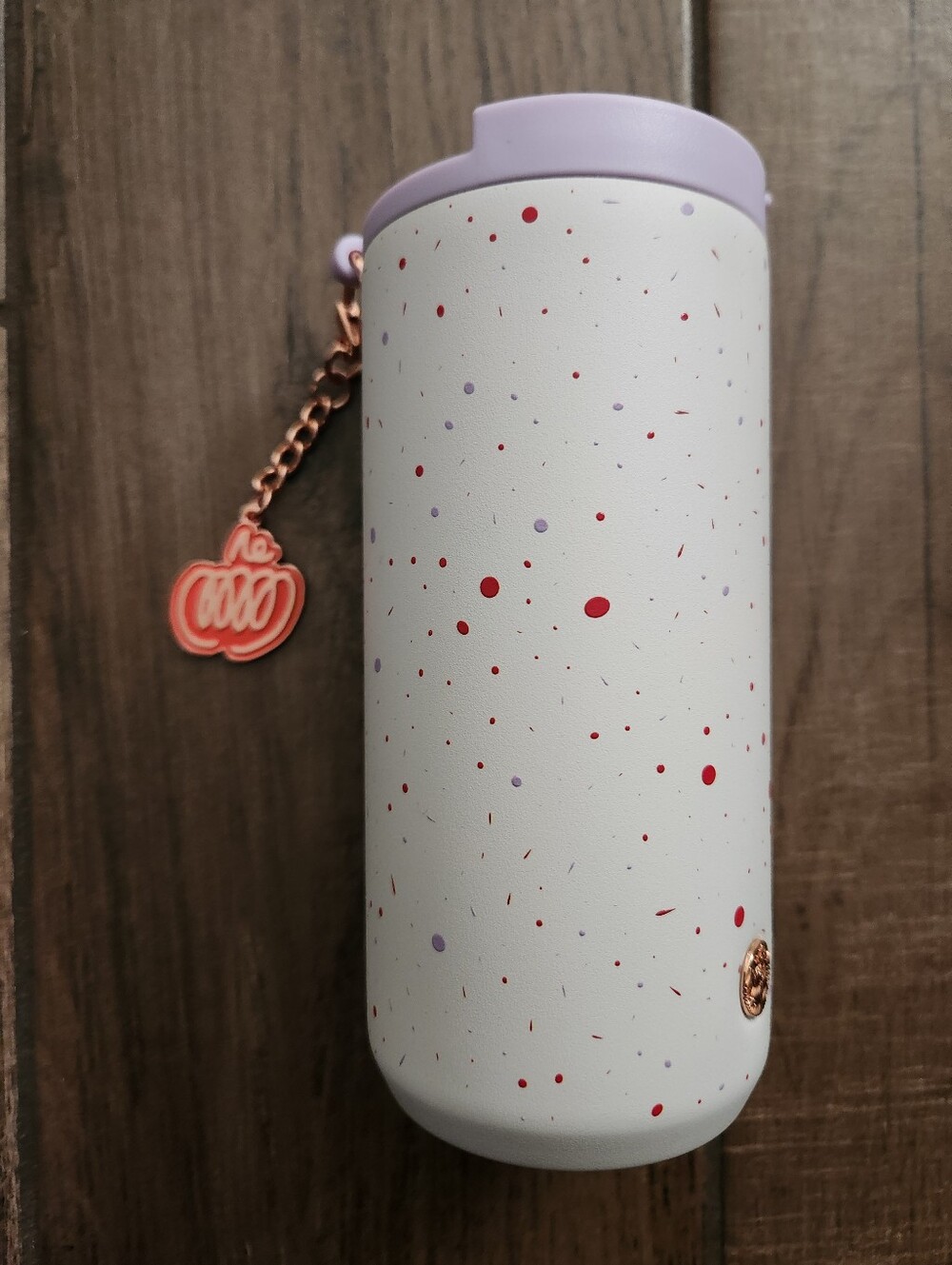 Starbucks Rose Gold Pumpkin Charm with Coral Enamel Accent